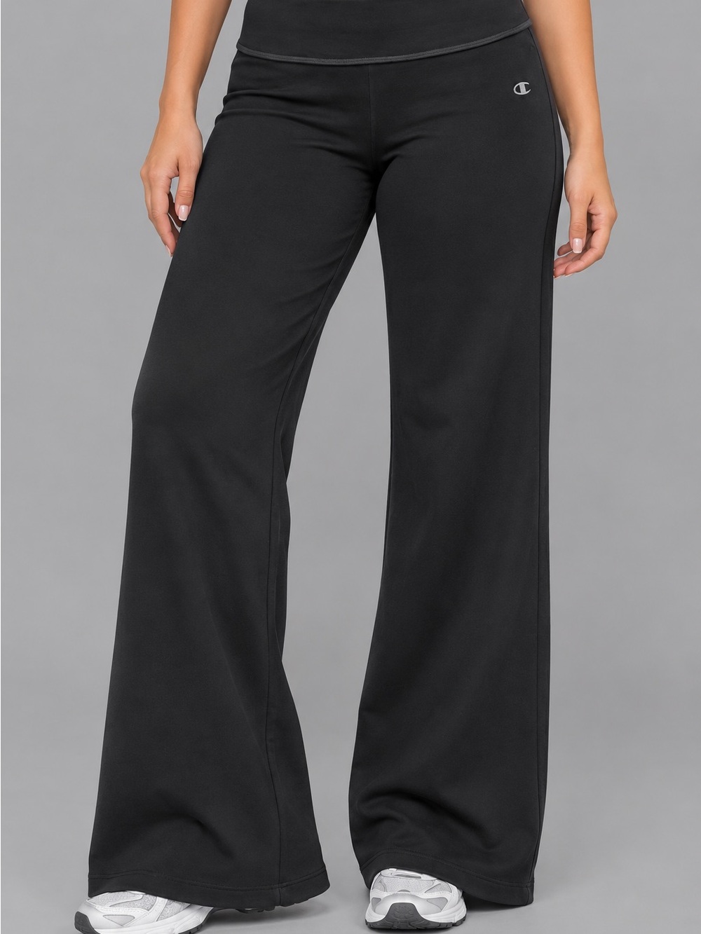Champion Elite Women’s Black Wide Leg Yoga Pants Size L Athletic Stretch